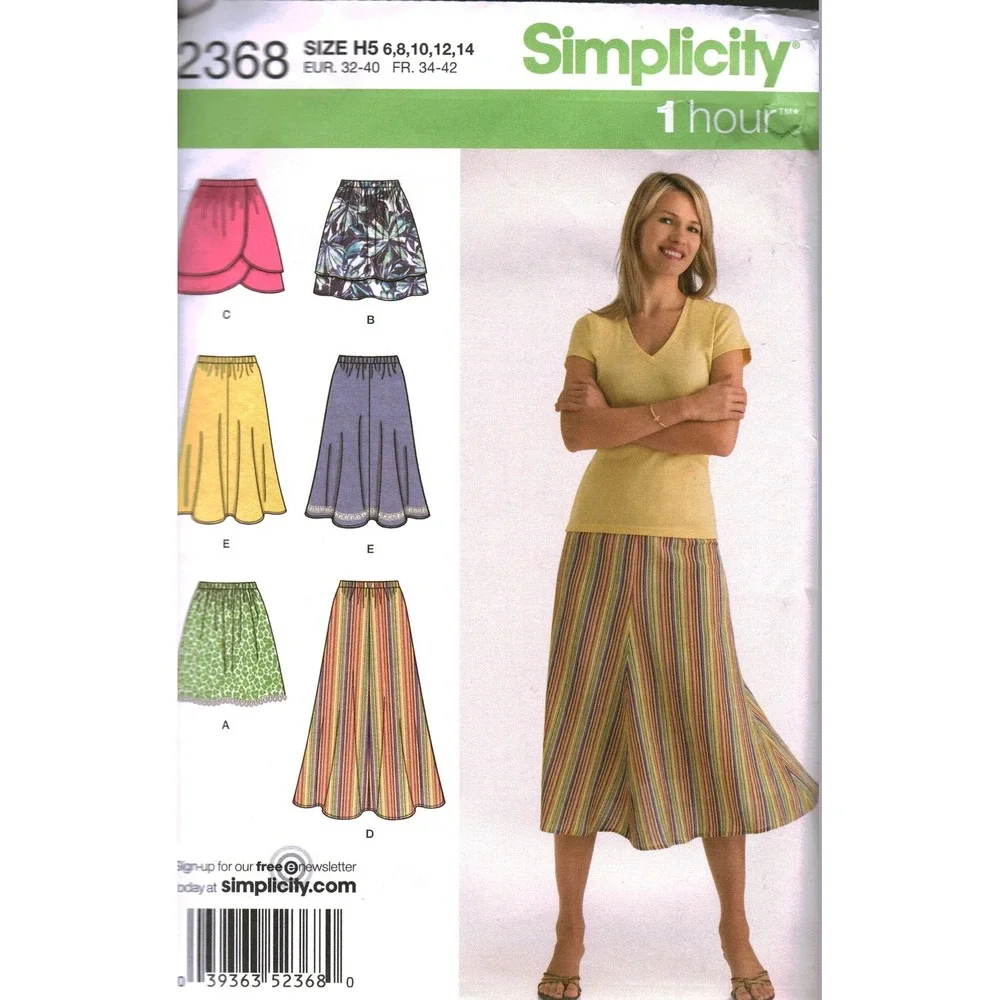 Simplicity 2368 Misses Skirts Sewing Pattern Size 6-14 1 Hour Easy A-Line Wrap